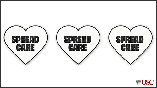 USC Spread Care Not Covid three hearts gif and white zoom background
