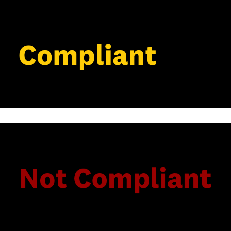 USC compliant and not compliant black legibility