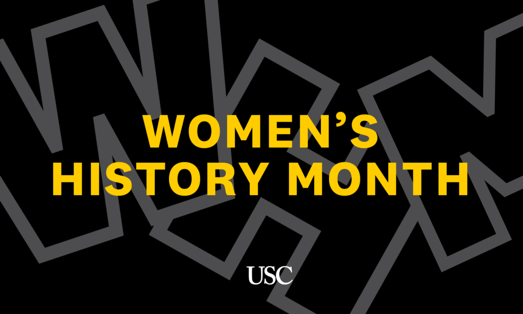 USC Women’s History Month news source alert graphic 